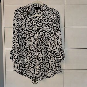 Black & White Floral Blouse | Size XL